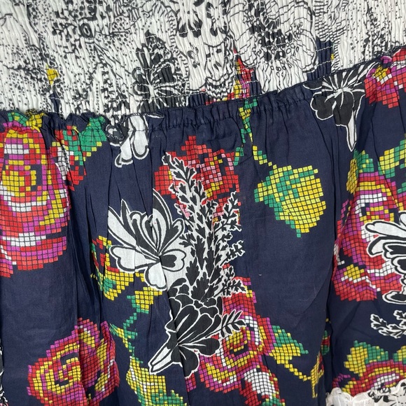 Jasmine Womens Boho Navy Floral Pixel-Print Smocked Mini Skirt Size Small NWT - Picture 7 of 12